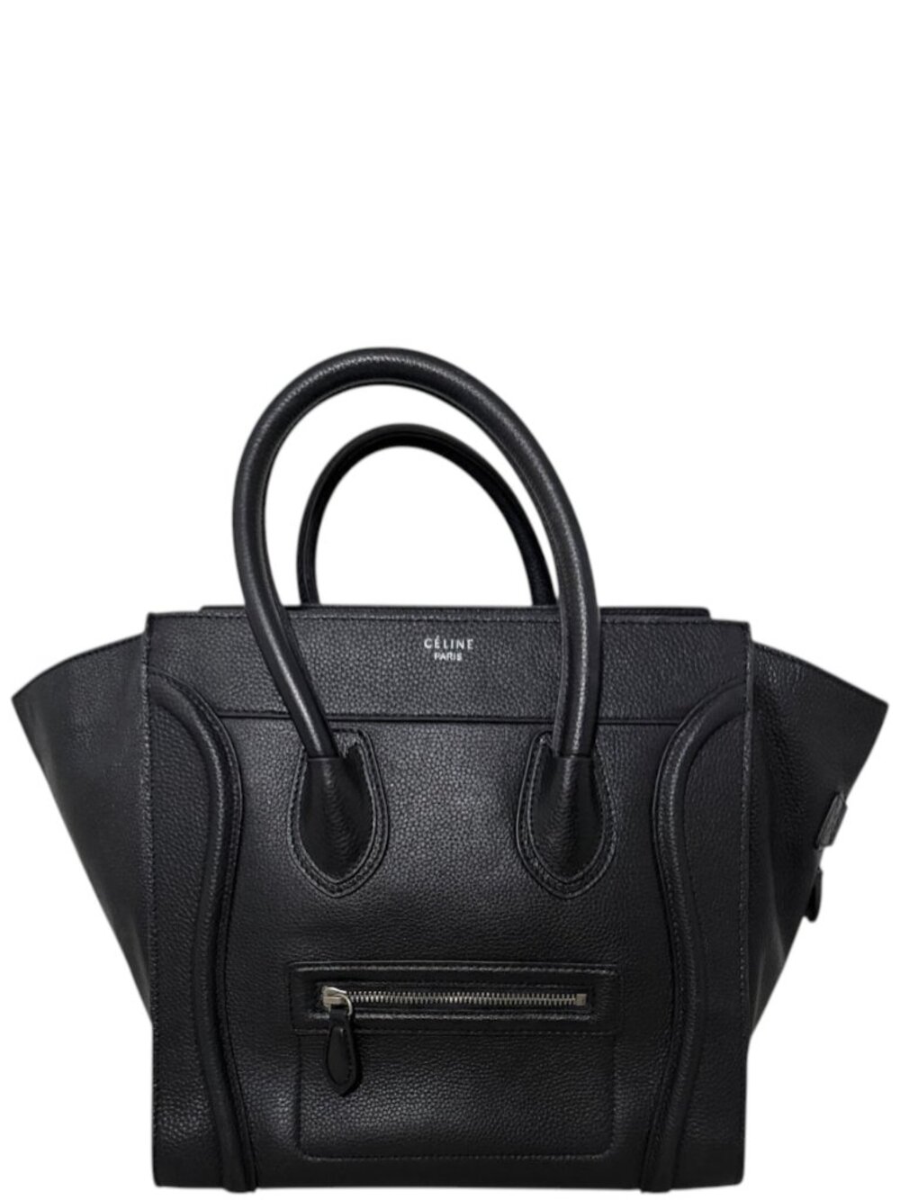 Celine Mini Luggage Black Drummed Calfskin Leather Tote Phoebe Philo Era 2012